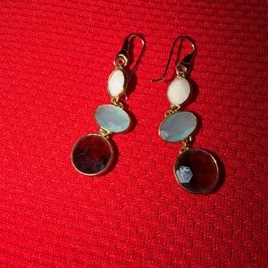 & Other Stories Gold-Tone Drop Earrings with White, Aqua and Brown Gems